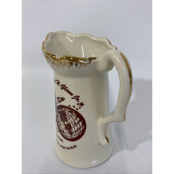 Vintage John H Glenn 1960s Moon Orbit Commemorative Ceramic Souvenir Pitcher - Picture 3 of 7